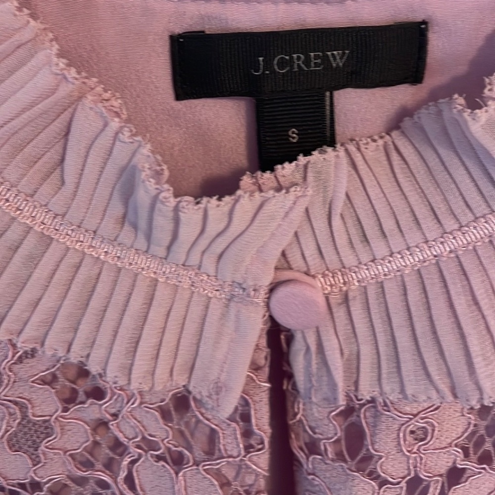 J. Crew Sleeveless Button-Collar Romantic Floral Lace Top, Soft Pink - Picture 5 of 8